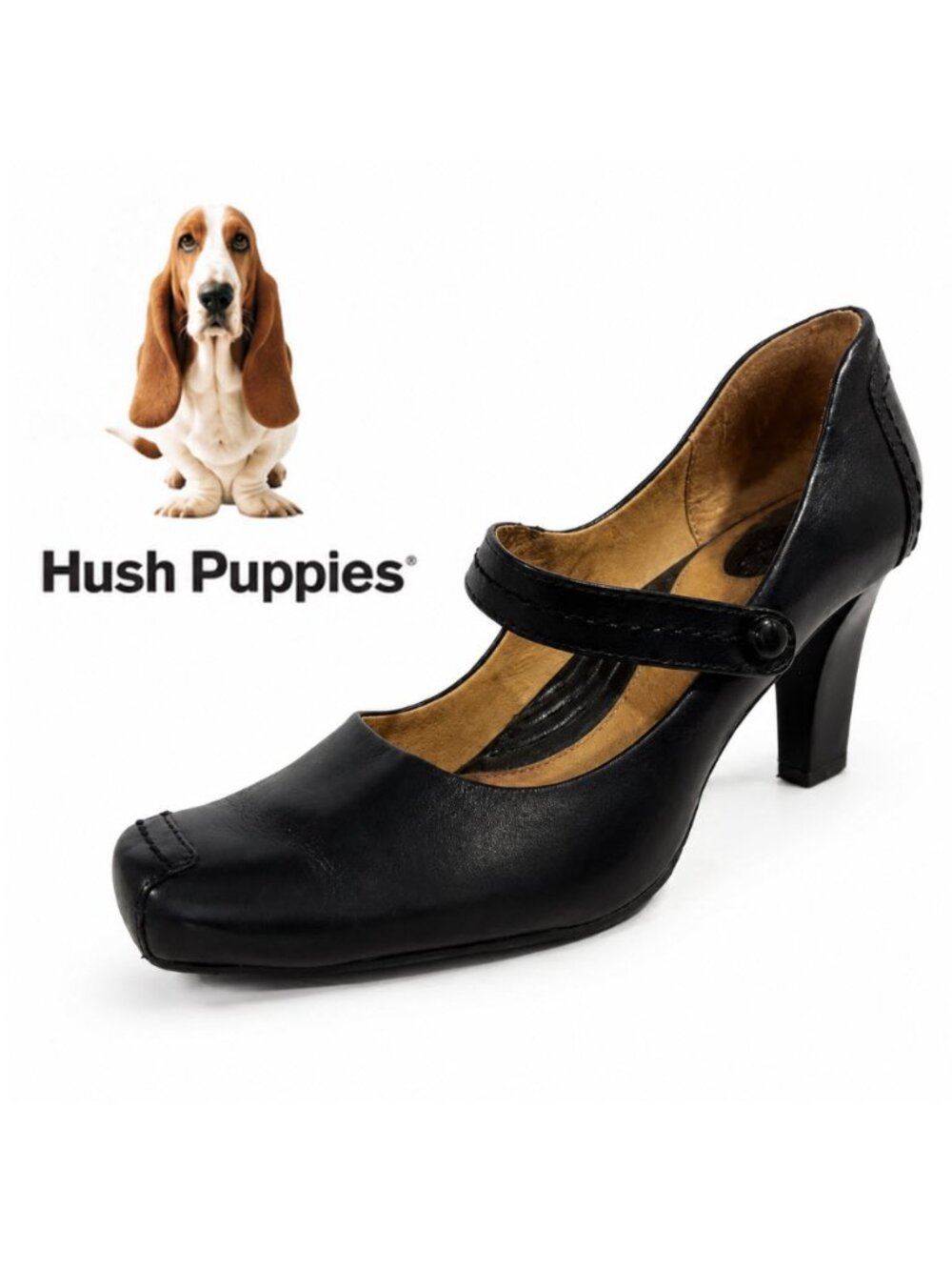 Hush Puppies Black Mary Jane Heel Pump size 6.5